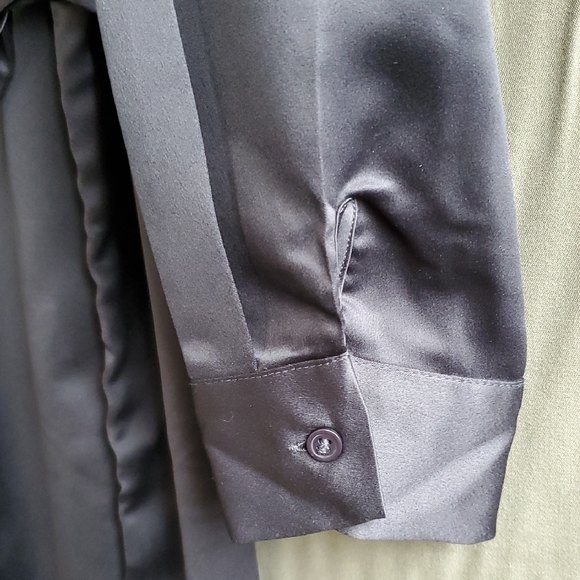 OAK+FORT Shirt Dress Soft Sheen Satin Black Pointy Collar S - Picture 8 of 15